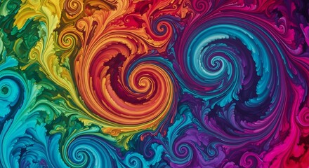 Fluid vibrant swirling multicolored abstract design