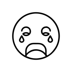 Obraz premium Crying face emoji icon in outline style