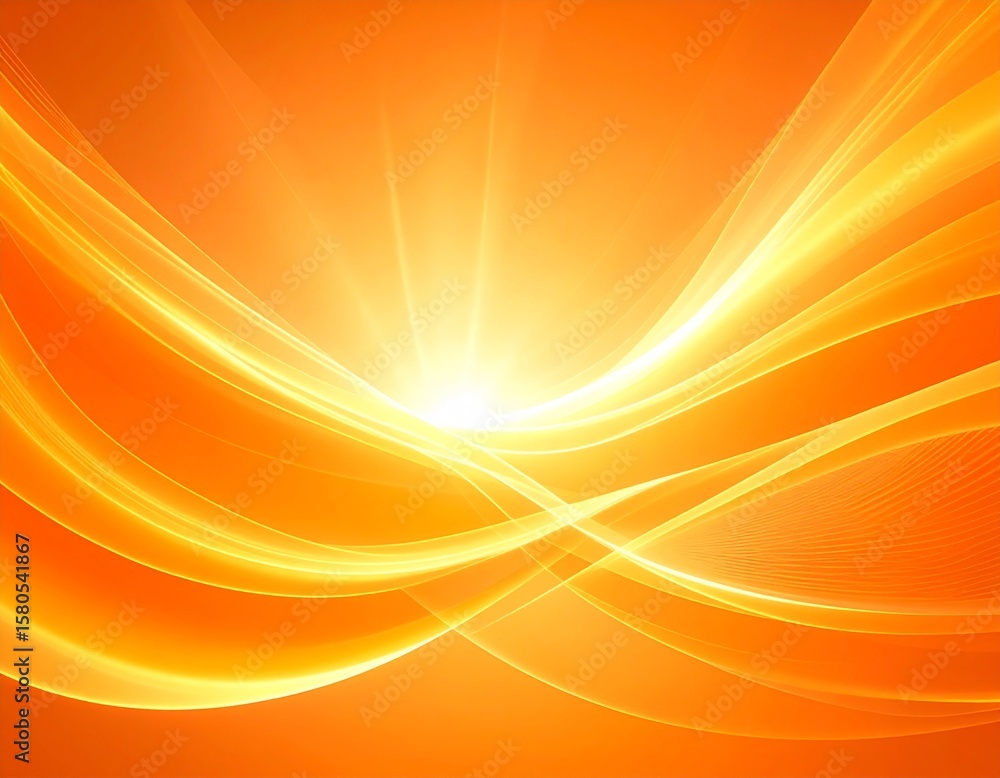 Poster bright orange energy waves shimmer, creating a dynamic abstract background with a vibrant glow at it