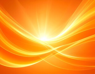 Bright orange energy waves shimmer, creating a dynamic abstract background with a vibrant glow at its center.