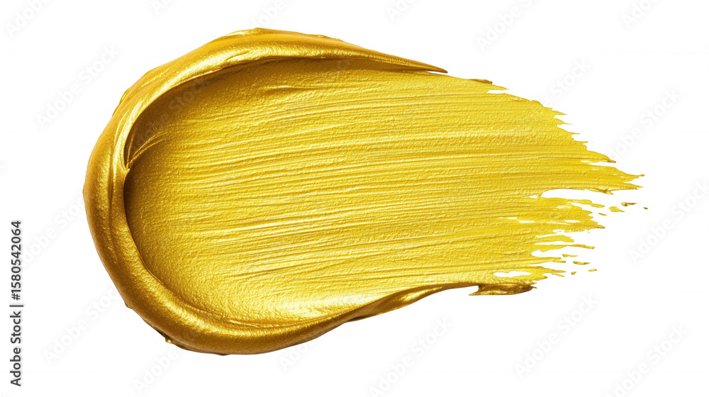 Poster golden metallic paint smearing across dynamic surface, transparent creating brushstroke with artisti