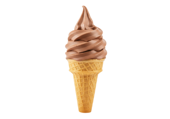 Isolated Delicious Chocolate Soft Serve Ice Cream Cone