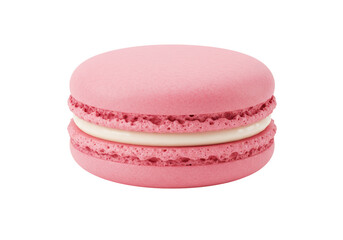 Isolated Delicate Pink Macaron with Cream Filling