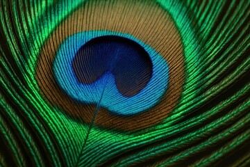 Vibrant peacock feather close-up