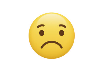 Isolated Sad Yellow Emoji Face with Frowning Expression