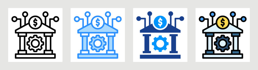 Banking System Icon Collection Set Multiple Style