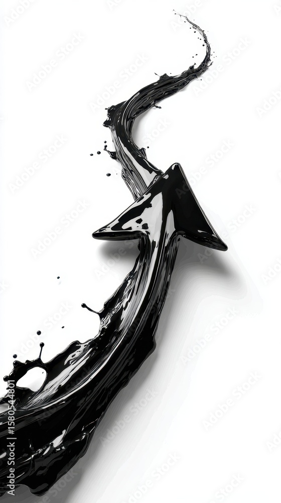 Aufkleber artful black arrow depicted in a whimsical stop motion animation style illustrating fluid motion and
