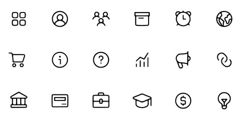 Collection of Minimalist Line Icons for Web and App Design