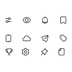 Collection of Minimalist Line Icons for Web and App Design