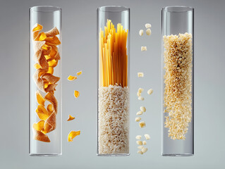 Floating Test Tubes with Pasta, Rice, and Bread