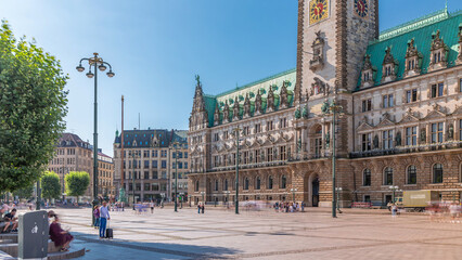 Building of the Hamburg City Hall timelapse, the seat of the government of Hamburg, Germany