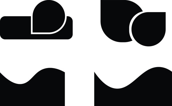 Abstract black and white modern vector design elements with minimalist geometric shapes