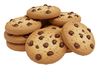Isolated Pile of Chocolate Chip Cookies