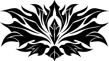 Stylized floral design with sharp pointed leaves in a symmetrical arrangement illustration of nature art