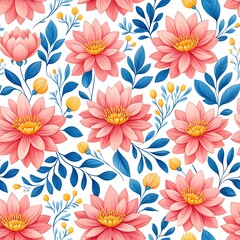 Obraz premium Pink lotus flowers with blue leaves and yellow buds image
