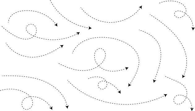 Spiral dotted line arrows. Seamless pattern of continuous wavy lines. Abstract black lines wave curve motion. Wave ornament pattern 
