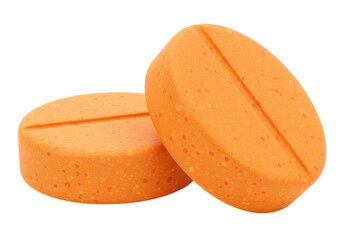 Isolated Two Orange Vitamin Tablets