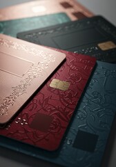 Diverse Premium Credit Card Stack Mockup with Patterns
