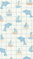 Playful nautical pattern wallpaper.