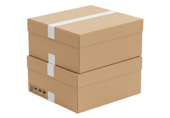 Isolated Stack of Two Brown Cardboard Boxes