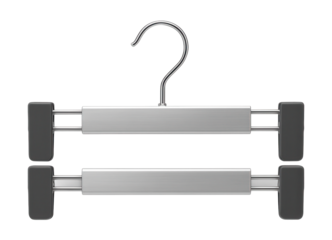 Adjustable-width pants hangers, designed to accommodate various sizes, perfect for a shared household closet.