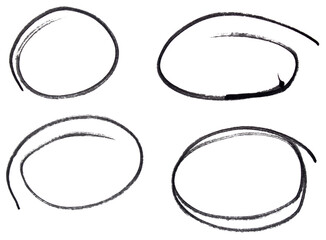 Set of black highlight circles on transparent background cut out design elements