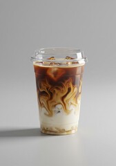 To-Go Iced Latte Mockup with Lid for Beverage Branding