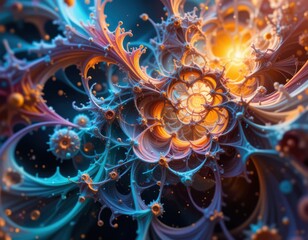 Glowing blue fractal flower starburst pattern with swirling energy design