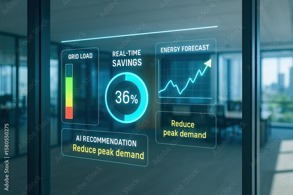 Poster energy savings and grid load monitoring with ai recommendation to reduce peak demand and energy fore
