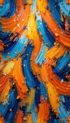 Colorful abstract background with vibrant paint splashes and a unique texture, ideal for modern art or textile design