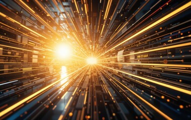 Fractal light burst in glowing blue explosion design