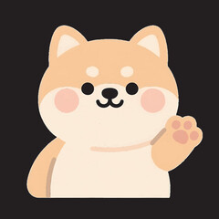 Fototapeta premium Cute Shiba Inu Waving – Kawaii Animal Character Icon