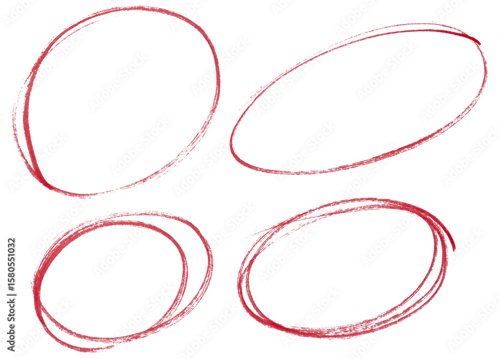 Poster set of red highlight circles on transparent background cut out design elements