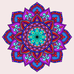 Mandala ornamental round ornament, colorful blossom, vintage decorative elements. oriental pattern, vector illustration, Digital art style mandala symbol, mystic, ottoman motifs, tattoo, decoration