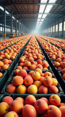 Garden peach fruit, fresh ripe harvest from stone family.
