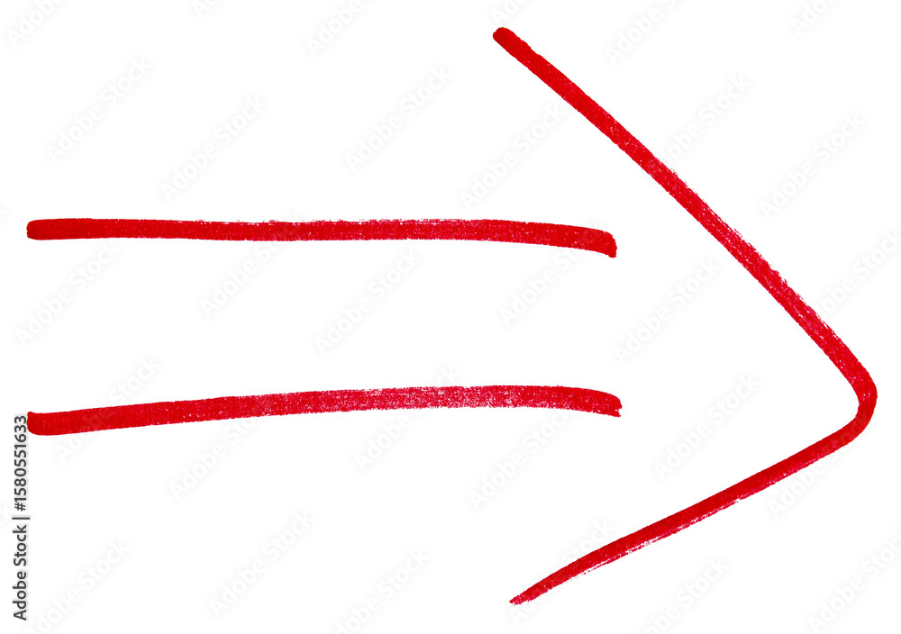 Poster arrow sign drawn with red marker on transparent background design element