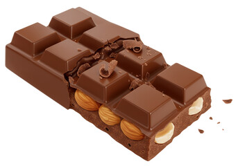 Isolated Chocolate Bar with Almonds Sweet Snack Treat
