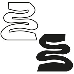 Stylized serpentine letter. Dual typographic iterations. Bold monogram Vector. Modern minimalist symbol.