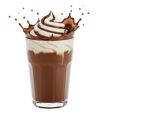 Isolated Chocolate Milkshake with Cream Splash Refreshment