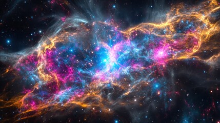 Fototapeta premium Cosmic nebula explosion in vibrant hues