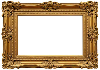 Isolated Ornate Gold Picture Frame Vintage Style