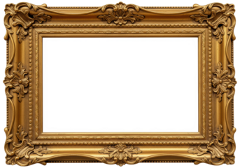Isolated Ornate Gold Picture Frame Vintage Style
