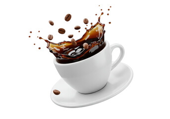 Isolated Coffee Splash with Flying Coffee Beans