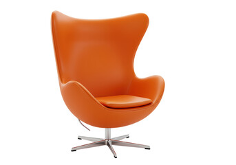 Isolated Orange Egg Chair Modern Design