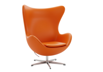 Isolated Orange Egg Chair Modern Design