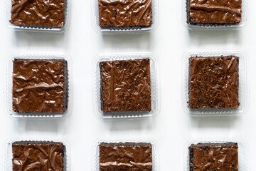 Grid Pattern of Individually Packaged Chocolate Brownies