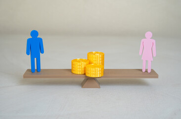 Financial equality between men and women. Income gap. Family budget. Wage disparities, budgeting...