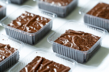 Row of Ready-to-Sell Packaged Chocolate Brownies