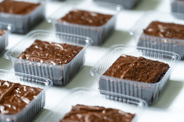 Rows of Packaged Brownies Ready for Distribution