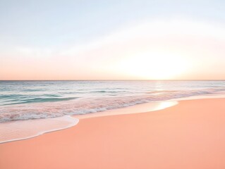 Pink sandy beach at sunset.